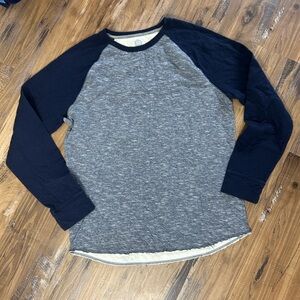 Express Heather Gray and Navy Long Sleeve Raglan Shirt